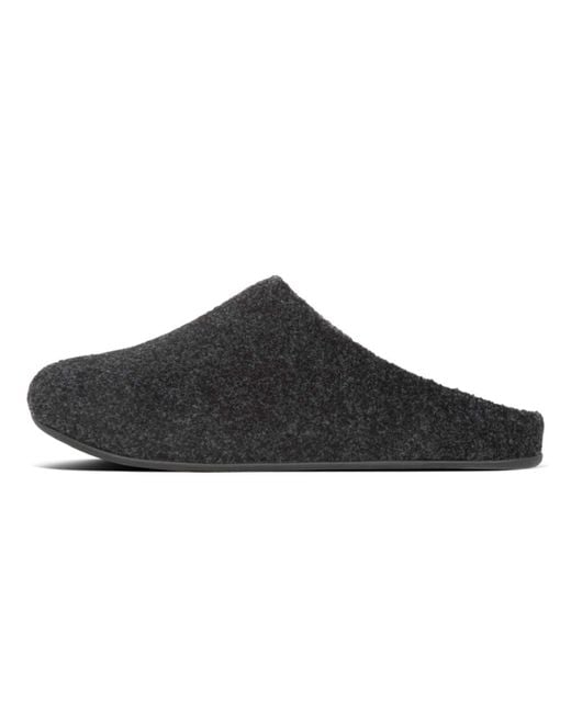 Fitflop Black Shove Felt Slippers for men