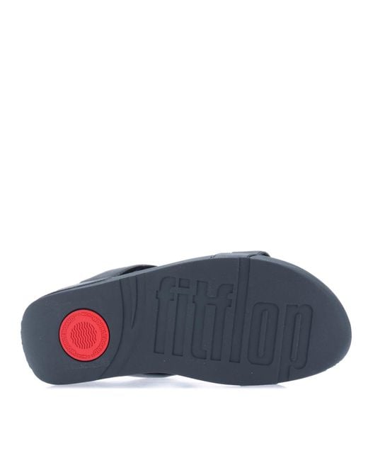 Fitflop Blue Lulu Crystal-circlet H-bar Slide Sandals