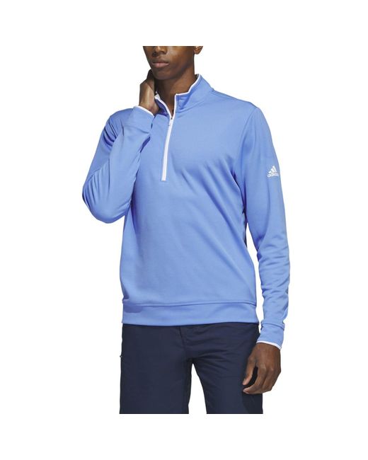 Adidas Blue Golf Quarter Zip Pullover for men