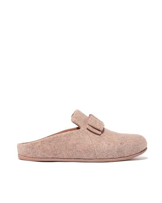 Fitflop Pink Chrissie Ii Haus E01 Bow Felt Slippers