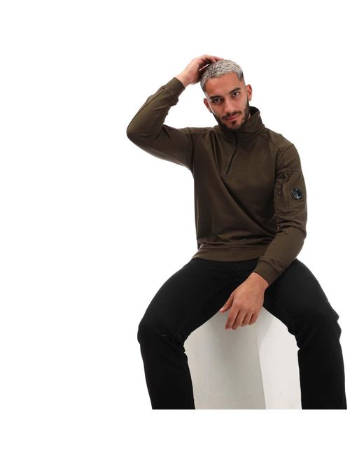 C P Company Brown Light Fleece Zipped Sweatshirt for men