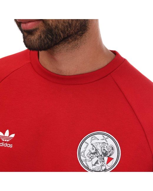 Adidas Originals Red Ajax Amsterdam Essentials Trefoil Sweatshirt for men