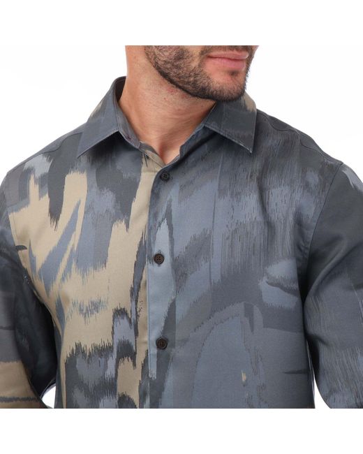 Ted Baker Blue Mordun Long Sleeve Abstract Butterfly Print Shirt for men