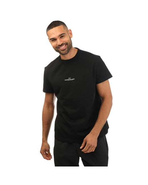 Maison Margiela Black Embroidered Text Logo T-shirt for men