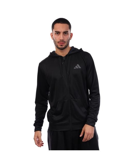 Adidas Black Train Essentials Full Zip Jacket for men