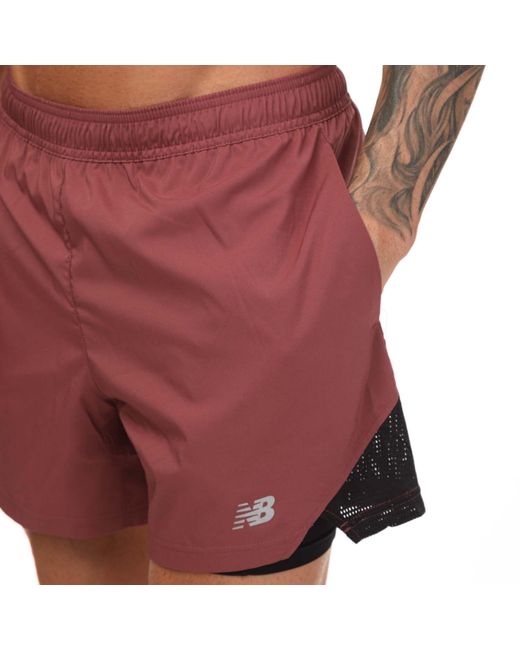 New Balance Red Accelerate Pacer 5 Inch 2-in-1 Shorts for men