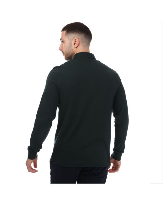 Lacoste Black Smart Paris Long Sleeve Stretch Cotton Polo Shirt for men