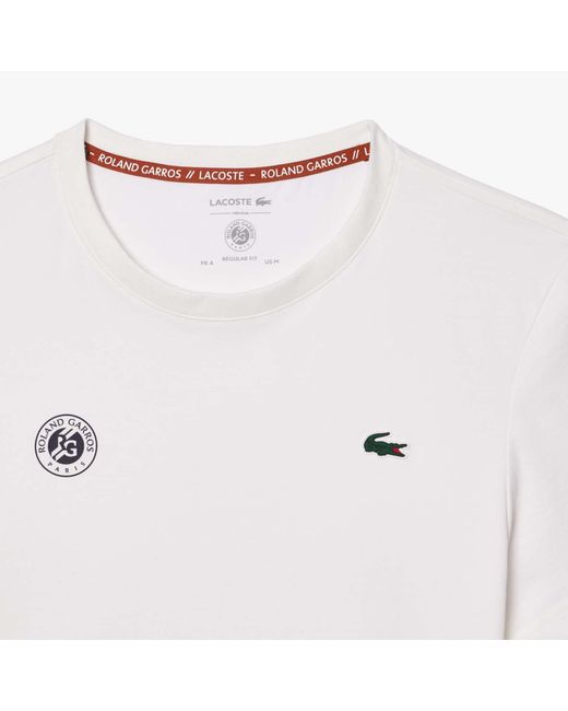 Lacoste White Roland-garros Edition Ultra Dry Tennis T-shirt for men