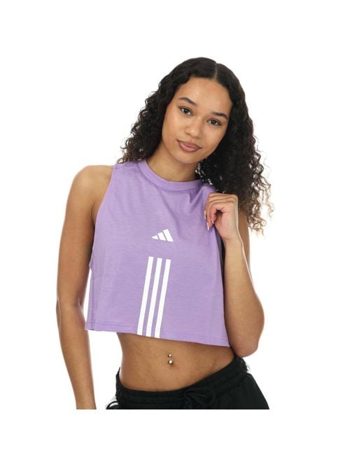 Adidas Purple Train Essentials Cotton Cropped Top