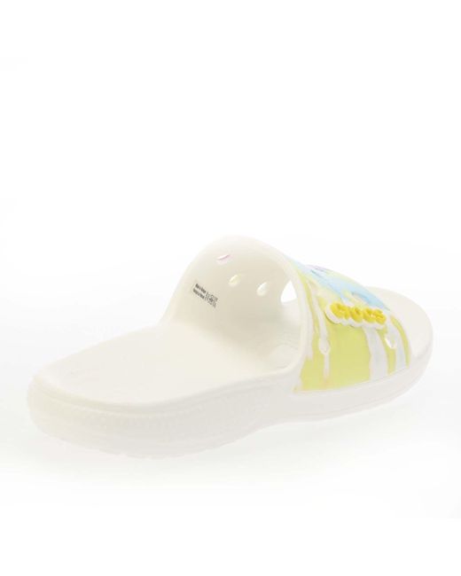 CROCSTM White Adults Classic Tiedye Slide Sandals