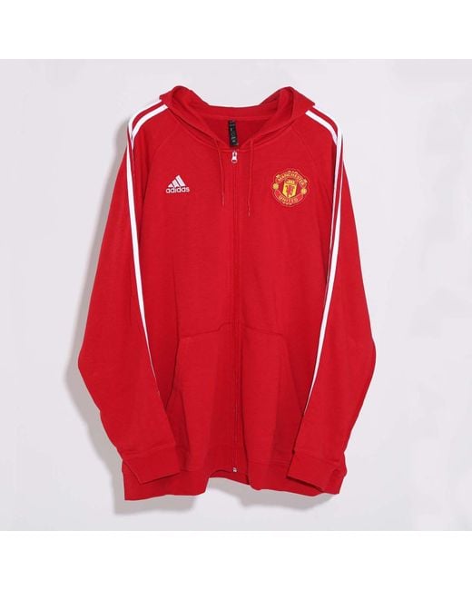 Adidas Red Manchester United Dna Graphic Full Zip Hoodie for men