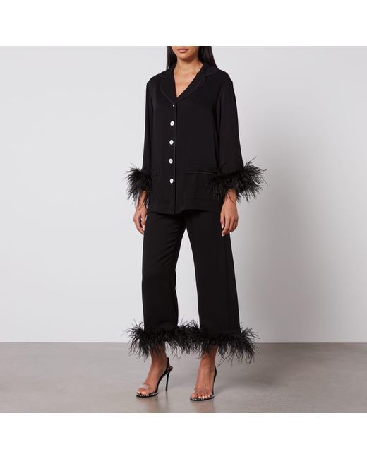 Sleeper Black Party Pajama Set With Double Feathers