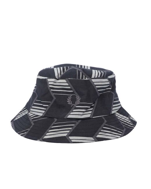 Fred Perry Blue Chevron Stripe Bucket Hat for men