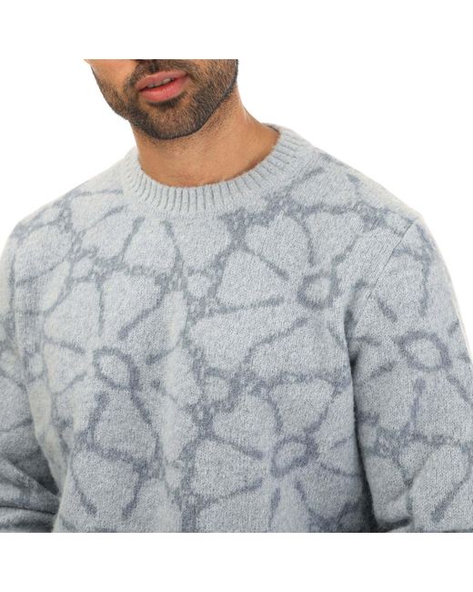 WOOD WOOD Blue Spencer Crewneck Knitted Sweatshirt for men