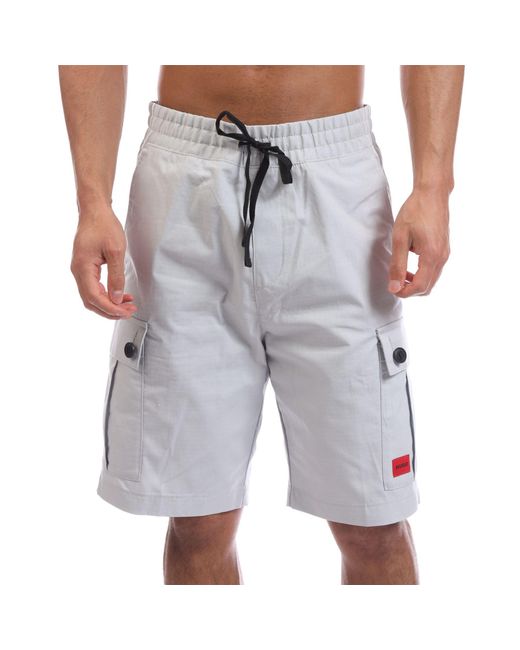 HUGO Gray Garlio242 Logo Label Shorts for men