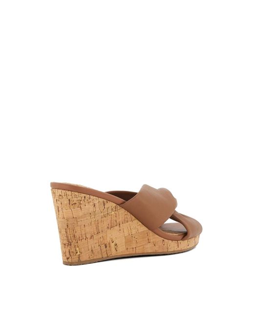 Dune Brown Kacee Twist Knot Wedge Mule Sandals Size 3