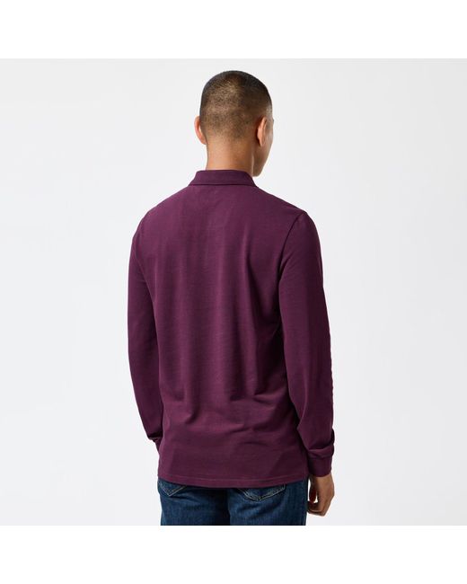 Weekend Offender Purple Dice Badge Long Sleeve Polo Shirt for men