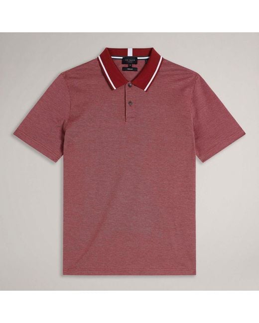 Ted Baker Red Arts Mini Jacquard Stitch Polo for men