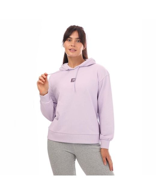 Timberland Purple Ladies Stacked Logo Loop Back Hoodie
