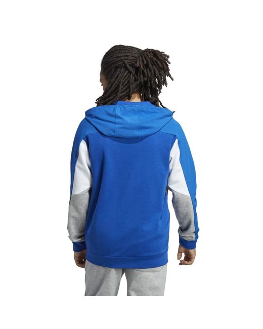 Adidas Blue Essentials Colorblock Full-zip Hoodie for men