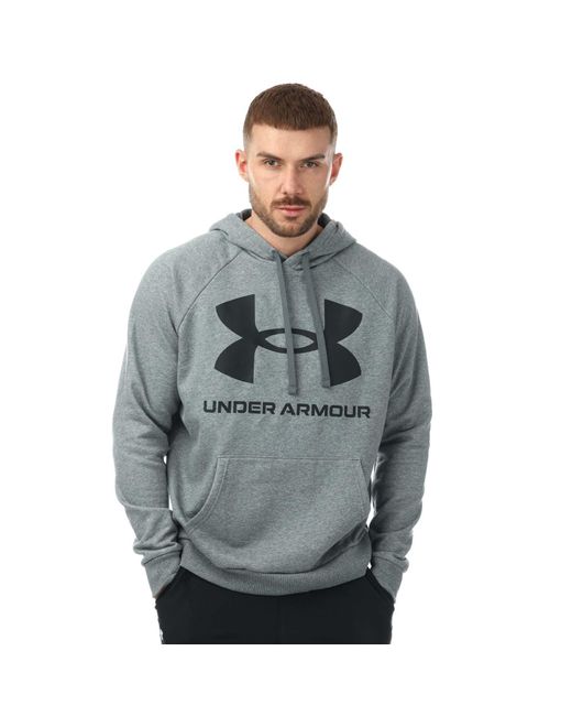 Under Armour Gray Ua Rival Fleece Big Logo Hoodie for men