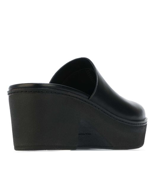 Fitflop Black Pilar Leather Mule Platform Shoes