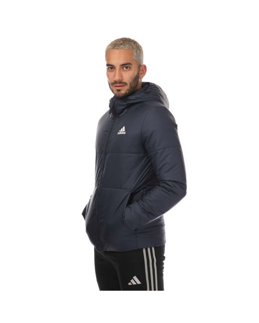 Adidas Blue Hooded Insulated Jacket for men