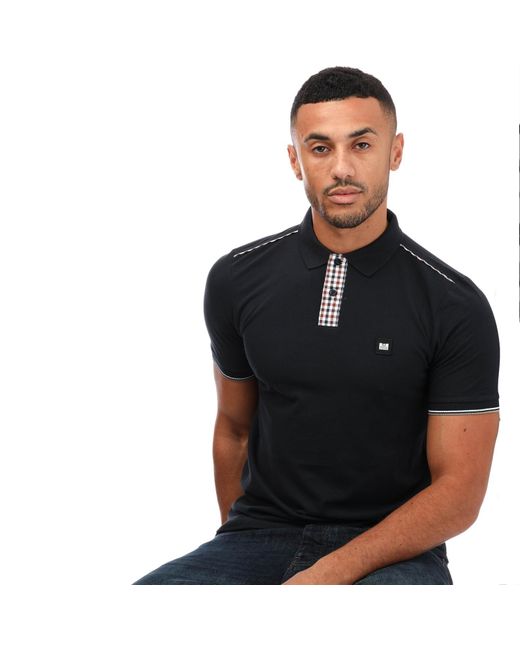 Weekend Offender Black Teresina Check Trim Polo Shirt for men