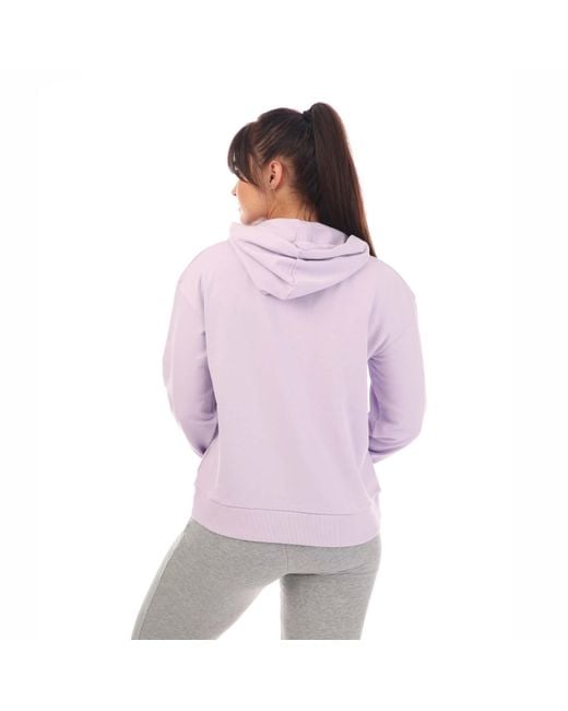 Timberland Purple Ladies Stacked Logo Loop Back Hoodie