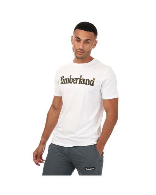 Timberland White Seasonal Camo Logo T-shirt for men