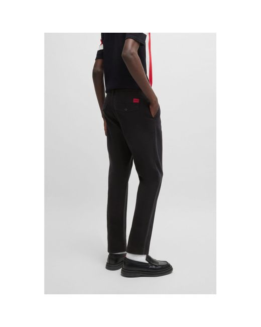 HUGO Black Tapered Fit Chinos for men