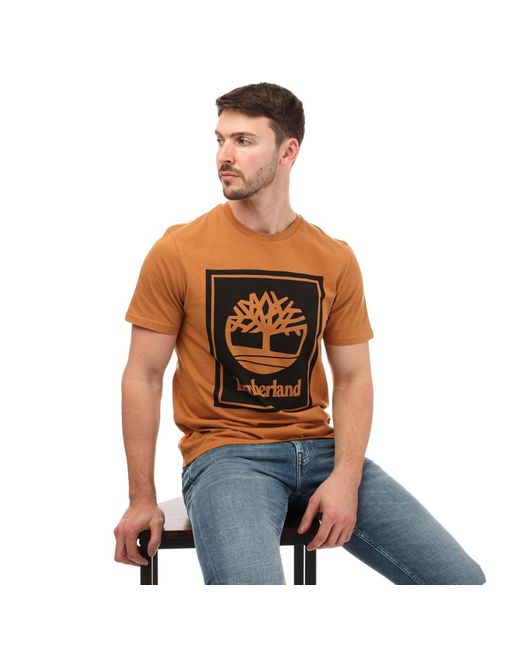 Timberland Orange Front Logo T-shirt for men