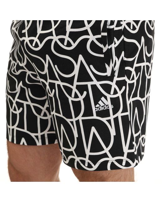 Adidas Black Script Print Shorts for men