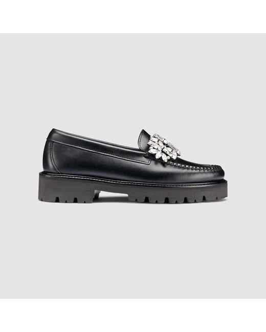G.H.BASS Black Whitney Crystal Super Lug Weejuns Loafer Shoes
