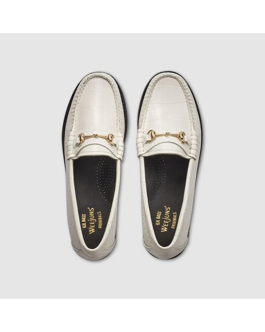 G.H.BASS White Lianna Bit Croc Weejuns Loafer Shoes