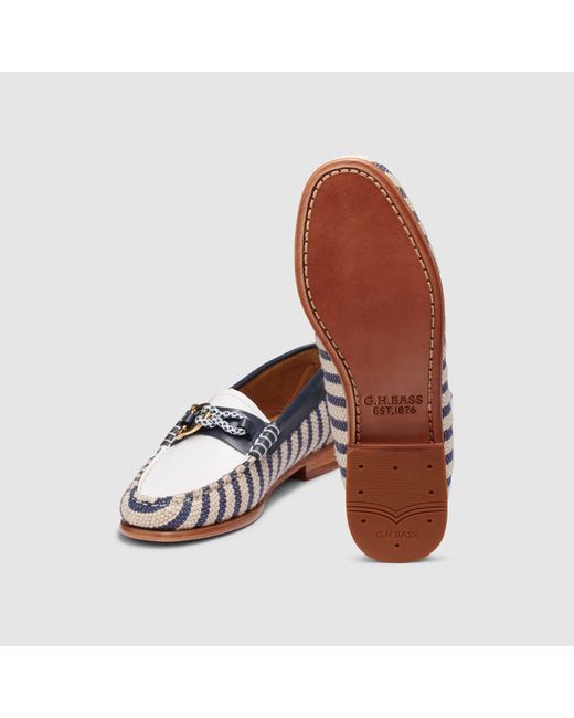 G.H.BASS Blue Lilly Nautical Weejuns Loafer Shoes