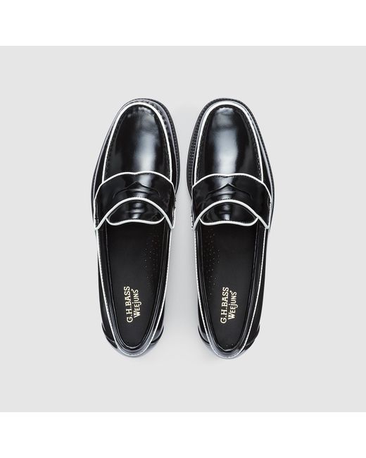 G.H.BASS Black Logan Piping Easy Weejuns Loafer Shoes for men