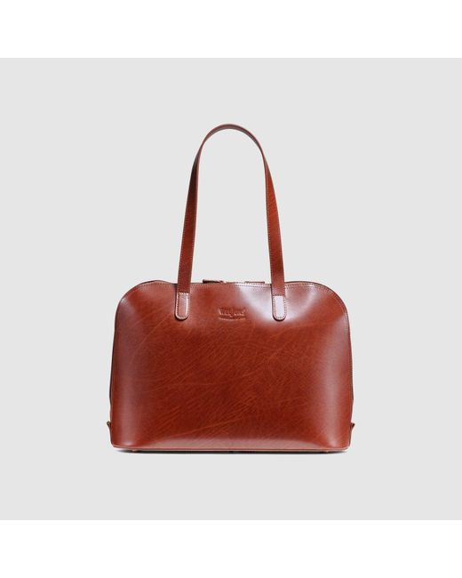 G.H.BASS Red Madison Dome Tote- Cognac