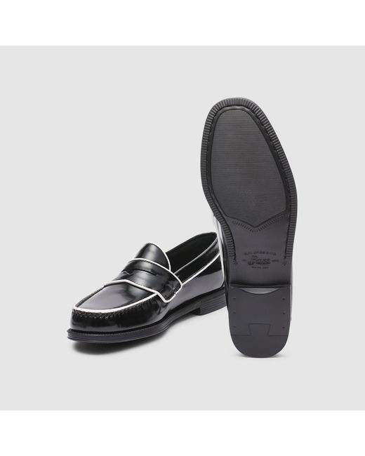 G.H.BASS Black Logan Piping Easy Weejuns Loafer Shoes for men