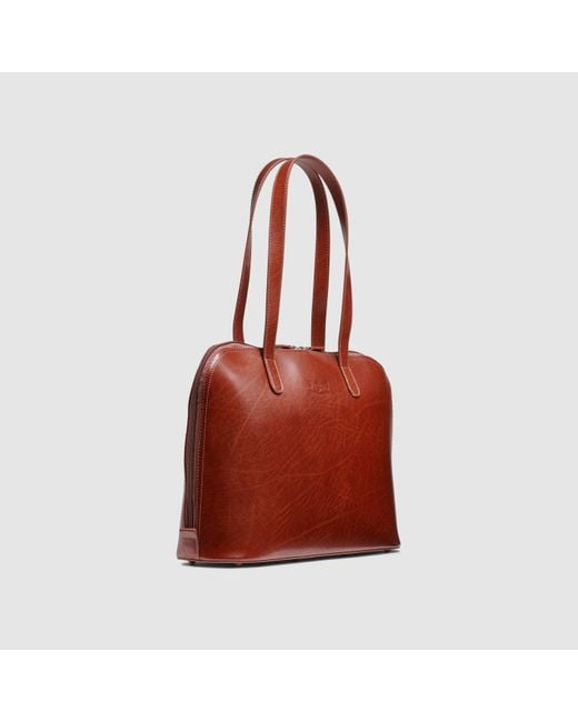 G.H.BASS Red Madison Dome Tote- Cognac