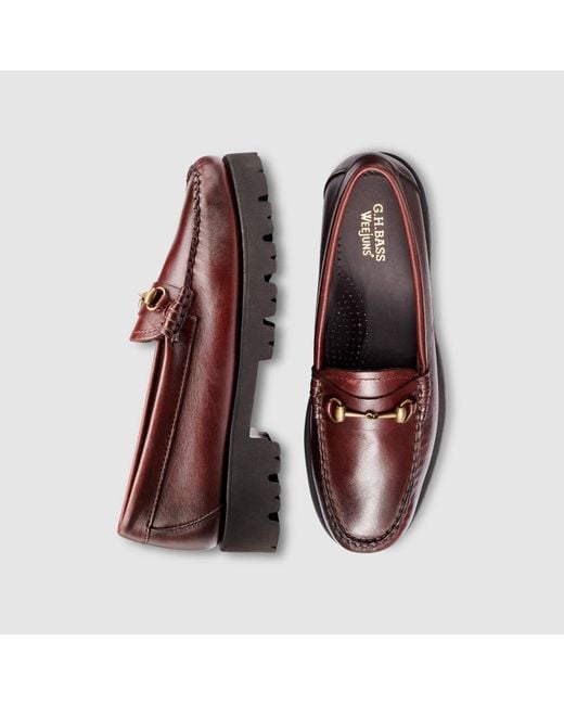 G.H.BASS Red Lianna Bit Super Lug Weejuns Loafers