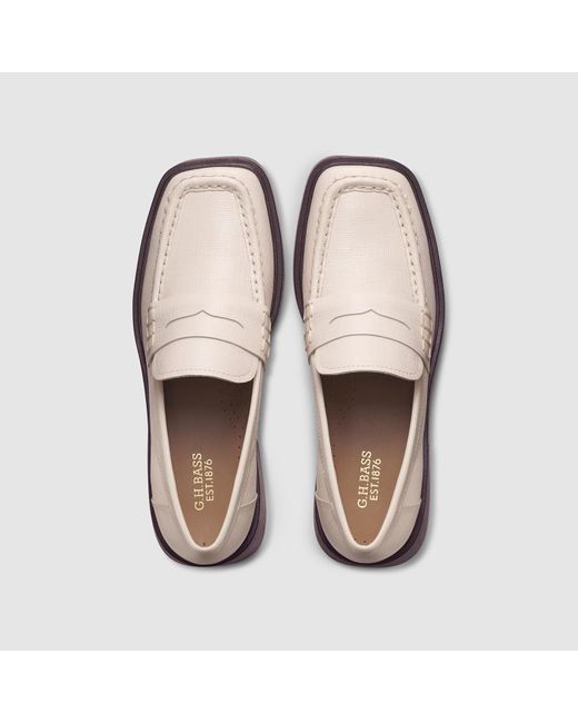 G.H.BASS White Bowery Square Toe Loafer