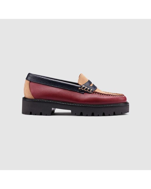G.H.BASS Red Whitney Tricolor Super Lug Weejuns Loafer Shoes