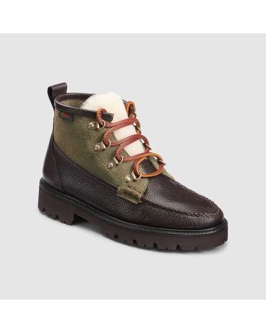 G.H.BASS Brown Mixed Media Ranger Super Lug Boot With Shearling