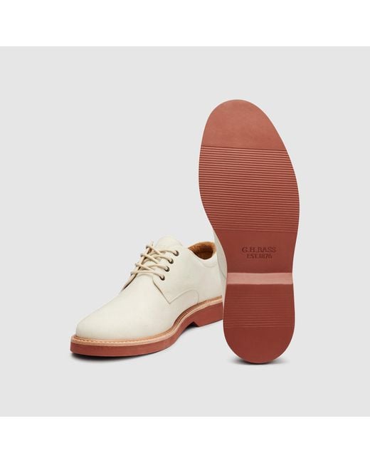 Bass White Men\'s Oxford Shoes with Brown Sole Nubuck Saddle Shoes With Rubber Micro Soles | Thom Browne main image 4