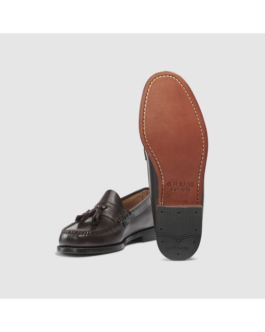 G.H.BASS Black Lennox Leather Tassel Weejuns Loafers for men