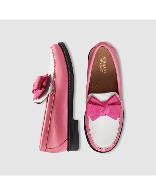 G.H.BASS Pink Kids Lillian Bow Weejuns Loafer Shoes for men