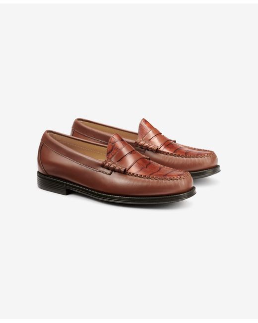G.H.BASS Brown Larson Easy Croc Embossed Weejuns Loafers for men