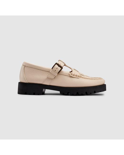 G.H.BASS White Mary Jane Fisherman Super Lug Weejuns Loafers