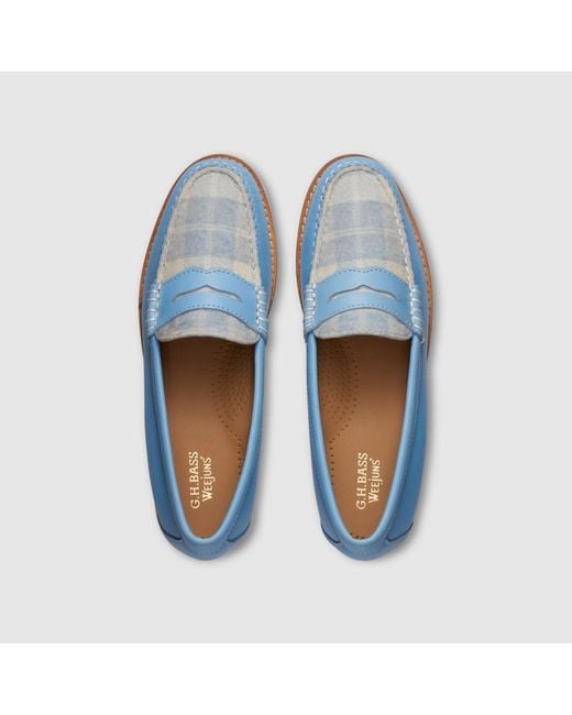G.H. Bass & Co. Whitney Plaid Weejuns Loafer Shoes in Blue | Lyst